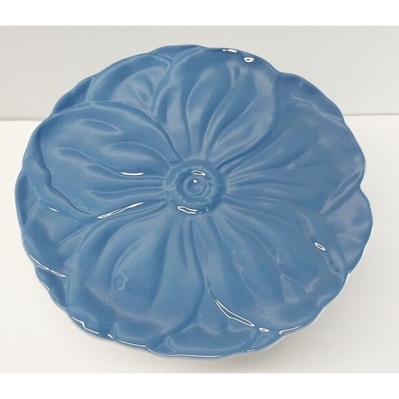 VTG Blue White Flower Pedestal Dish NOT DWS/MWS 7" Boho Spring Summer Serveware - Picture 5 of 13